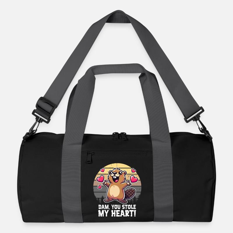 Damm, du hast mein Herz gestohlen – Lustiger Biber - Recycelte Duffel Bag - Schwarz/Graphitgrau