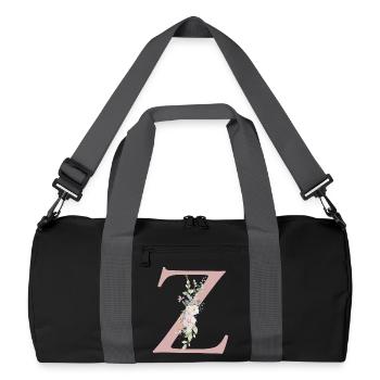 Z Monogramm, Floral, personalisierbar - Recycelte Duffel Bag - Schwarz/Graphitgrau - Vorne