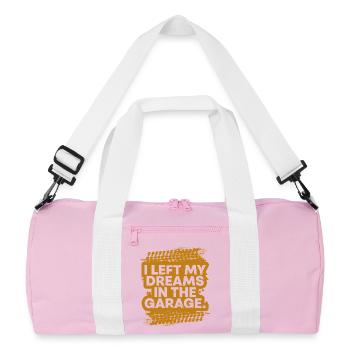 I Left My Dreams In The Garage Car Fanatic Gift - Recycled Duffel Bag - pink/white - Front