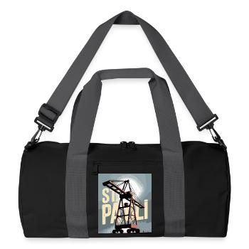 St. Pauli, Hambourg, Port, Port, Grue, Nostalgie - Sac de sport recyclé - noir/gris graphite - Devant