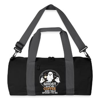 Motif fantôme effrayant avec café et discussion - Sac de sport recyclé - noir/gris graphite - Devant