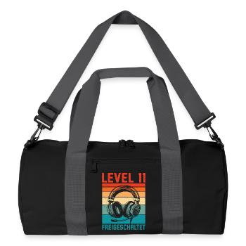 11. Geburtstag Jungen Gamer Level 11 Unlocked - Recycelte Duffel Bag - Schwarz/Graphitgrau - Vorne