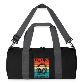 26th Birthday Men Gamer Level 26 Unlocked - Recycled Duffel Bag - black/graphite grey - Front
