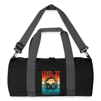 37. Geburtstag Männer Gamer Level 37 Unlocked - Recycelte Duffel Bag - Schwarz/Graphitgrau - Vorne