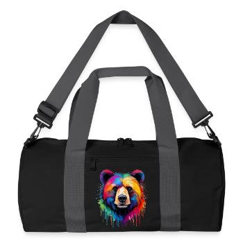 Bear in rainbow colors - Recycled Duffel Bag - black/graphite grey - Front