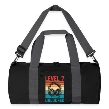 Child 7 years old Level 7 Unlocked, 7th birthday - Recycled Duffel Bag - black/graphite grey - Front