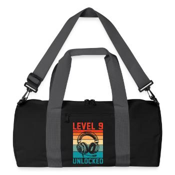 Child 9 years old Level 9 Unlocked, 9th Birthday - Recycled Duffel Bag - black/graphite grey - Front