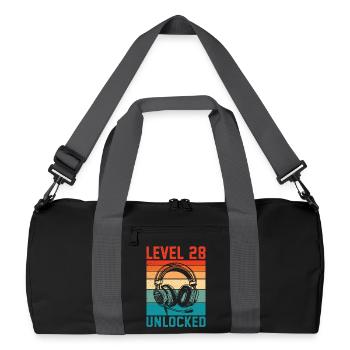 Niveau 28 Ans Debloqué - 28ème Anniversaire Gamer - Sac de sport recyclé - noir/gris graphite - Devant