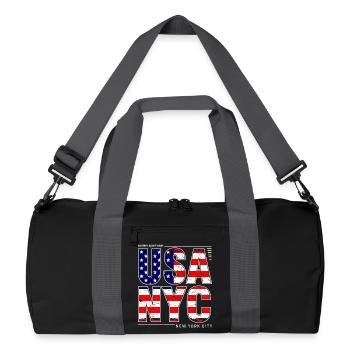 USA NYC Flagge Schriftzug Grafiken - Recycelte Duffel Bag - Schwarz/Graphitgrau - Vorne
