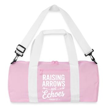 Raising Arrows Not Echoes Psalm 127 - Recycled Duffel Bag - pink/white - Front