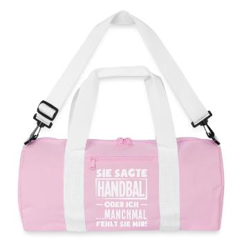 Handball oder ich – manchmal fehlt sie - Recycelte Duffel Bag - Rosa/Weiß - Vorne