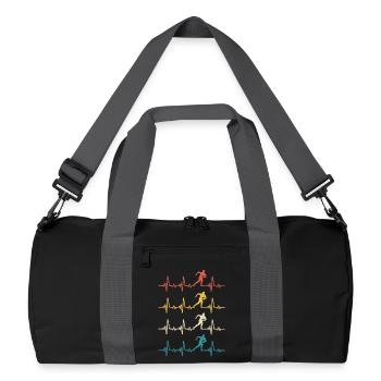 Rugby heartbeat retro rugby - Recycled Duffel Bag - black/graphite grey - Front