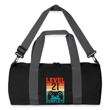 21st Birthday Level 21 Complete 21 Years Gamer - Recycled Duffel Bag - black/graphite grey - Front
