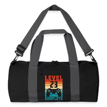 23rd Birthday Level 23 Complete 23 Years Gamer - Recycled Duffel Bag - black/graphite grey - Front