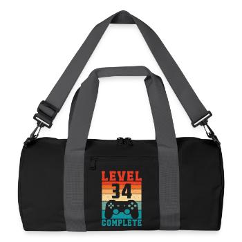 34. Geburtstag Level 34 Complete 34 Jahre Gamer - Recycelte Duffel Bag - Schwarz/Graphitgrau - Vorne