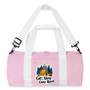 Camping, Spruch Spruch Eat Sleep Camp, Repeat Camper Outdoo - Sac de sport recyclé - rose/blanc - Devant