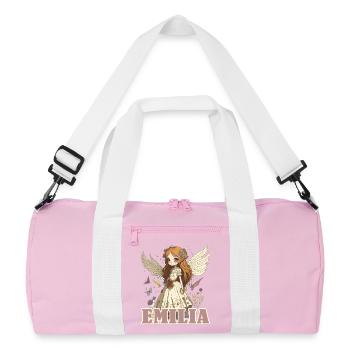 Emilia - Mädchenname - Fee  - Recycelte Duffel Bag - Rosa/Weiß - Vorne
