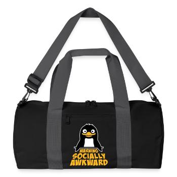 Pinguin Warning Socially Awkward Lustig Unbeholfen - Recycelte Duffel Bag - Schwarz/Graphitgrau - Vorne