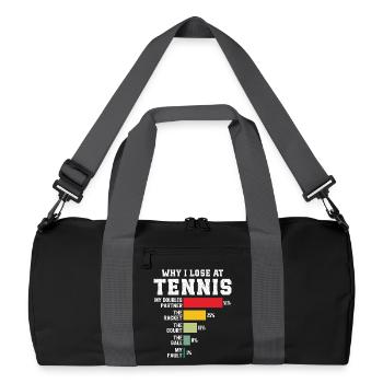 Warum ich beim Tennis verliere - Recycelte Duffel Bag - Schwarz/Graphitgrau - Vorne