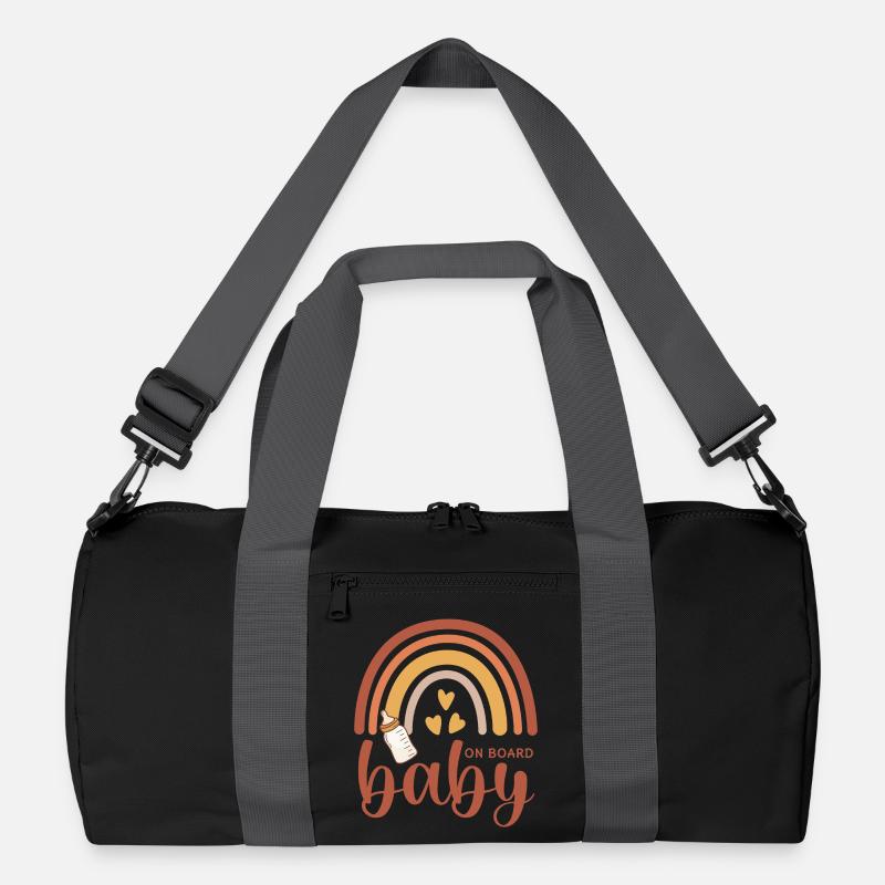 Boho Regenbogen Herzen Babyflasche Baby on Board Recycelte Duffel Bag