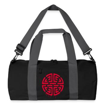 Graffiti eines roten Labyrinths - Recycelte Duffel Bag - Schwarz/Graphitgrau - Vorne