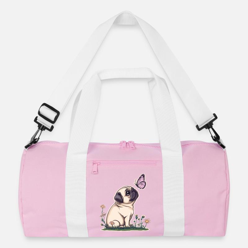 Pug with butterfly Recycled Duffel Bag
