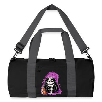 Skeleton Girl in Purple Pullover Hoodie - Recycled Duffel Bag - black/graphite grey - Front