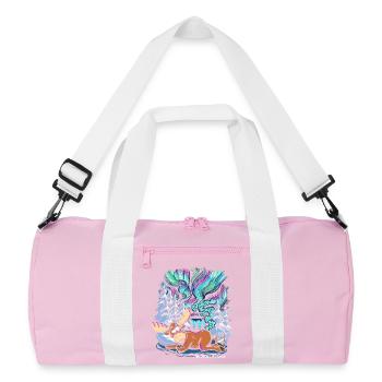 Northern Lights - Moose - Aurora Borealis - Recycelte Duffel Bag - Rosa/Weiß - Vorne