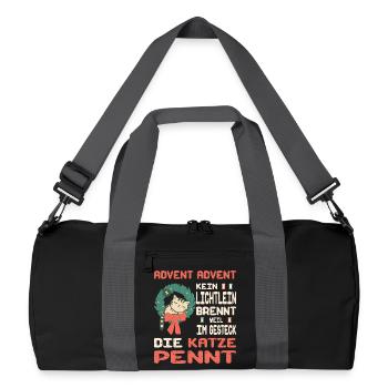 Adventszeit mit Katze - Recycelte Duffel Bag - Schwarz/Graphitgrau - Vorne