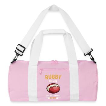 Rugby Because Life's a Contact Sport - Recycled Duffel Bag - pink/white - Front