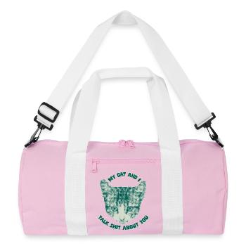 Sassy Cat Talk – Funny Cat Theme - Recycled Duffel Bag - pink/white - Front