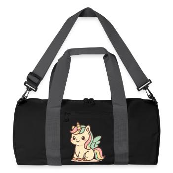 Cute Rainbow Winged Unicorn - Recycled Duffel Bag - black/graphite grey - Front