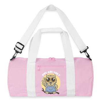 Eule bist du ? - Recycelte Duffel Bag - Rosa/Weiß - Vorne