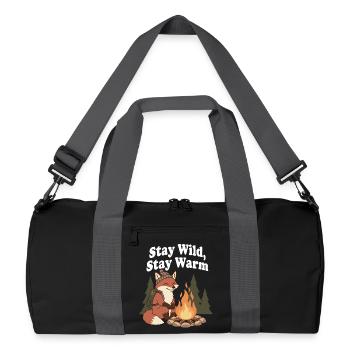 Bleib Wild, Bleib Warm am Lagerfeuer - Recycelte Duffel Bag - Schwarz/Graphitgrau - Vorne