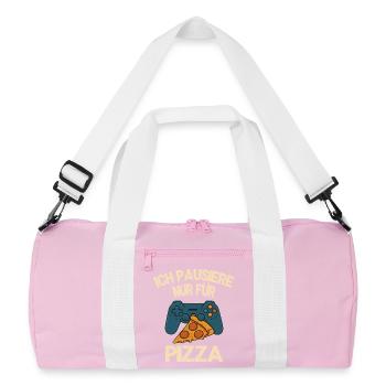 Je fais juste une pause pour pizza - motif gamer - Sac de sport recyclé - rose/blanc - Devant