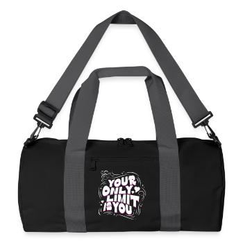 Your Only Limit Is You – Motivation Typografie - Recycelte Duffel Bag - Schwarz/Graphitgrau - Vorne