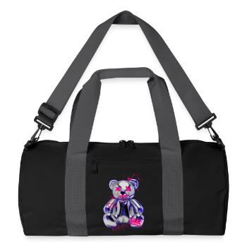 Gothic Teddy Bear with Graffiti Neon Look - Recycled Duffel Bag - black/graphite grey - Front