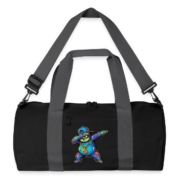 Graffiti de paresseux avec art urbain en chaîne d’or - Sac de sport recyclé - noir/gris graphite - Devant