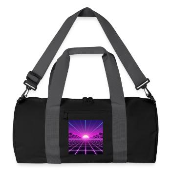 Sonnenuntergang Neon Retrogrid back to 90s - Recycelte Duffel Bag - Schwarz/Graphitgrau - Vorne