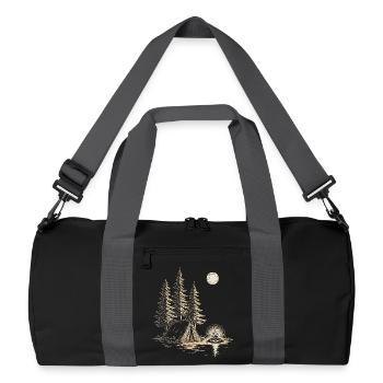 Nachtlager am Seewald mit Zelt - Recycelte Duffel Bag - Schwarz/Graphitgrau - Vorne
