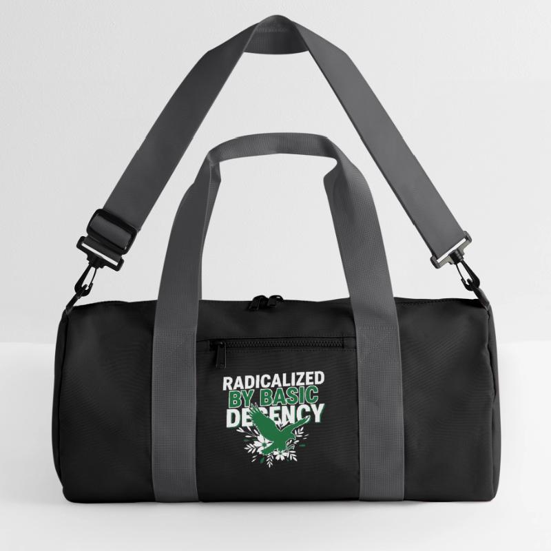 Radicalized By Basic Decency Quote Shirt Recycelte Duffel Bag