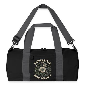 Radicalized by Basic Decency Statement Trend  - Recycelte Duffel Bag - Schwarz/Graphitgrau - Vorne
