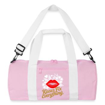 Kisses heal everything - Recycled Duffel Bag - pink/white - Front
