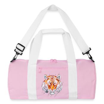 Design de tête de tigre sauvage - Majestic Big Cat - Sac de sport recyclé - rose/blanc - Devant