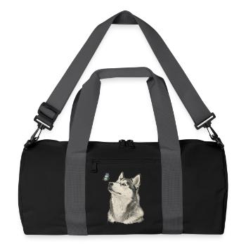 Husky sibérien avec design papillon Animal Lover - Sac de sport recyclé - noir/gris graphite - Devant