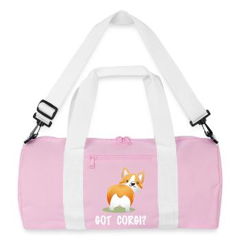Got Corgi? Cheeky Corgi-Po Saying - Recycled Duffel Bag - pink/white - Front