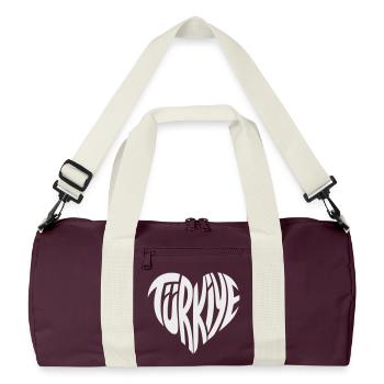 Türkiye, Turkey Heart Font Design - Recycled Duffel Bag - burgundy/off white - Front
