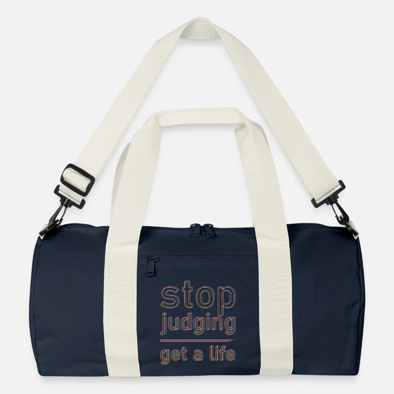 stop judging - Recycelte Duffel Bag - Marineblau/Offwhite