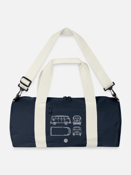 Volkswagen VW Camper Blaupause - Recycelte Duffle Bag - Marineblau/Offwhite