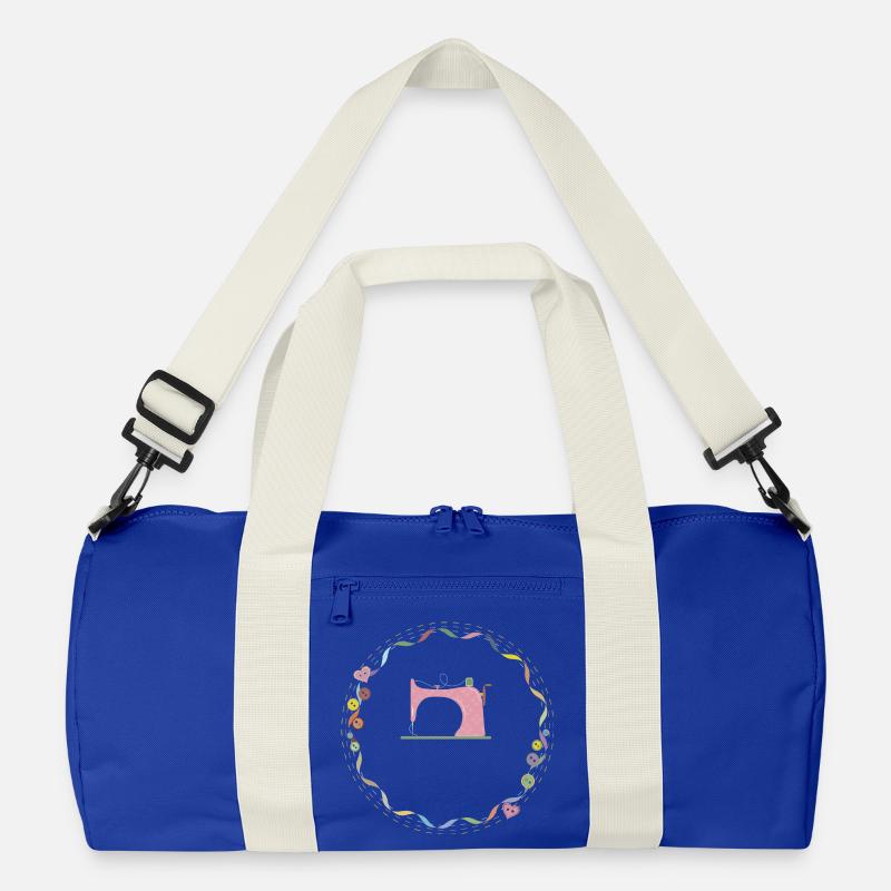 nostalgic colorful sewing machine with buttons Recycled Duffel Bag